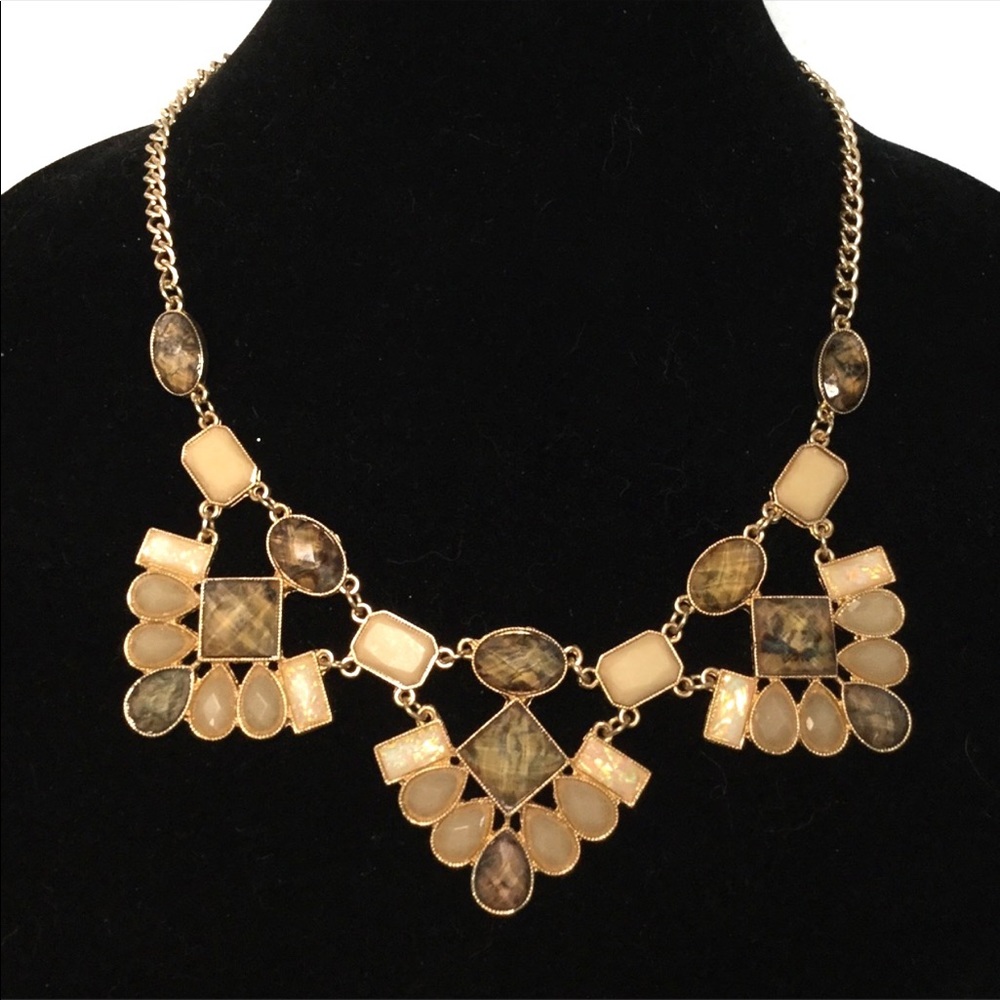 Opal-like Natural Tone Statement Necklace